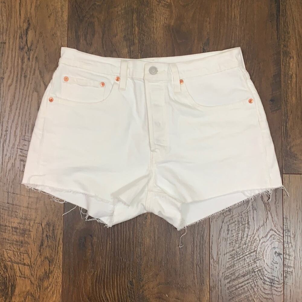 Levi’s 501 High Waist Button Fly White Cutoff Jean Shorts